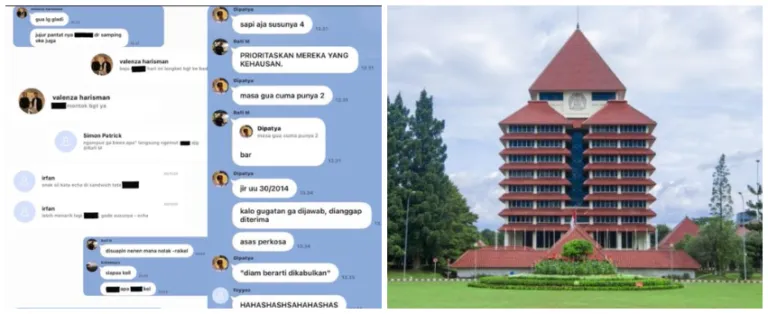 Beredar Isi Chat Mahasiswa FH UI Dugaan Pelecehan Seksual, Respon Warganet: Menjijikan