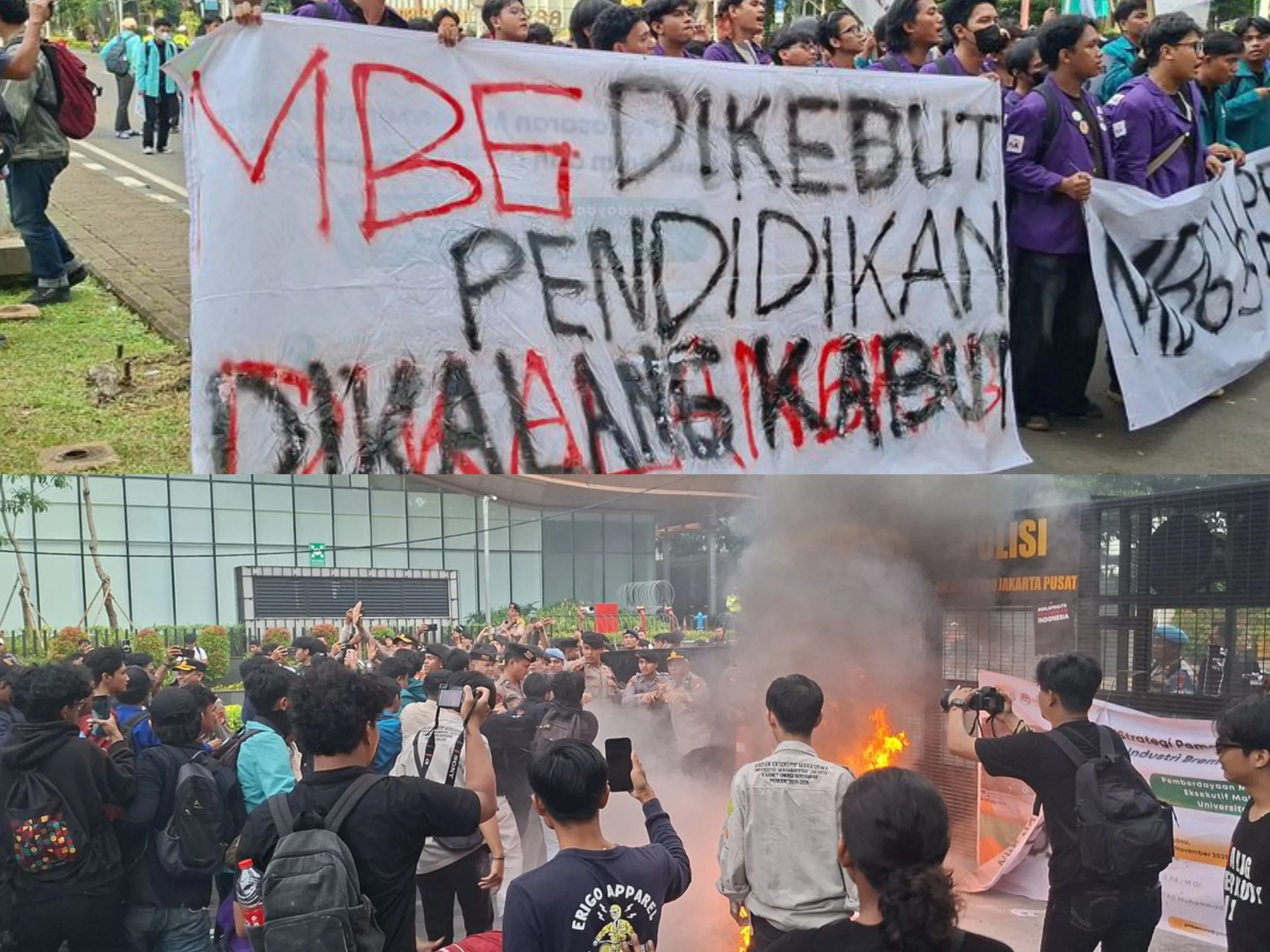 Aksi Unjuk Rasa Hardiknas Panas, Aliansi BEM SI Bentrokan  Dengan Polisi