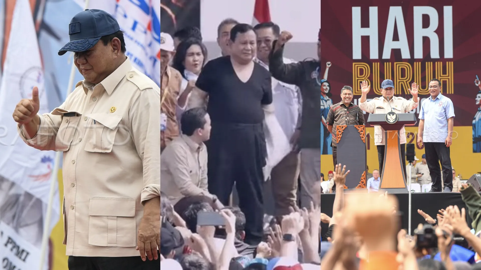 Saat Presiden Prabowo Berbaur Mesra Di Hari Buruh Internasional di Monas, Lempar Kemeja Safari Sampai Nyanyi dan Joget Gemoy Bersama