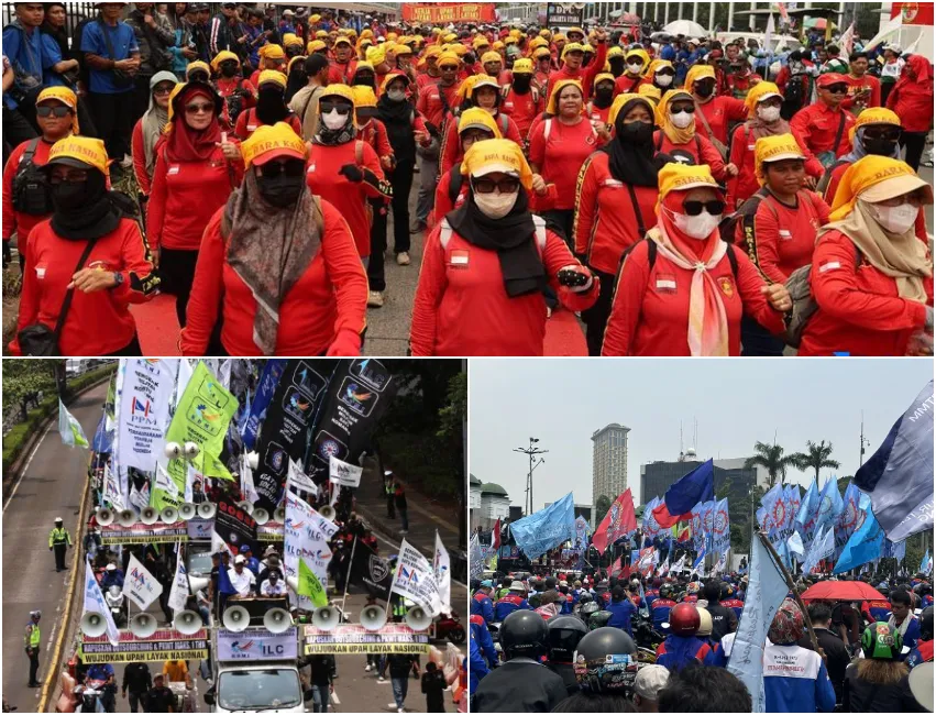Aksi Buruh di Depan DPR: Tuntut Pengesahan UU Perlindungan Tenaga Kerja